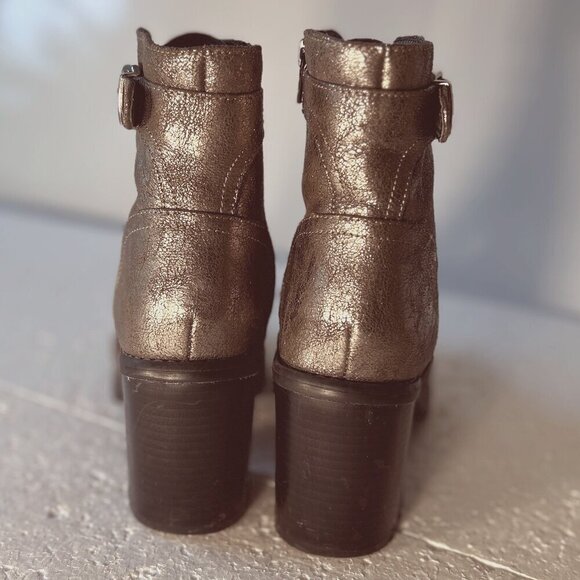 Diba SZ8 Carryn Pewter Metallic combat boots Moto Grunge Goth Steampunk Y2K 80s - Picture 9 of 11